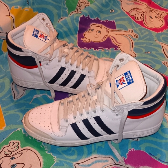 Adidas Vintage Top Ten High Top Sneakers Shoes Red White Blue